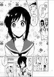  2boys 3girls admiral_(kantai_collection) comic fubuki_(kantai_collection) greyscale hatsuyuki_(kantai_collection) hime_cut kantai_collection kashiwagi_kano long_hair monochrome multiple_boys multiple_girls shirayuki_(kantai_collection) short_ponytail spoken_ellipsis translated twintails 