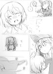  :d ^_^ aikura_(twilight_dusk) closed_eyes comic fairy_(kantai_collection) greyscale happy japanese_clothes kantai_collection kariginu monochrome multiple_girls open_mouth petting ryuujou_(kantai_collection) short_hair silent_comic smile translated twintails visor_cap 
