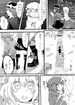  bow capelet comic doujinshi dress greyscale hair_bow hat highres kokonoha_mikage maribel_hearn monochrome multiple_girls ribbon short_hair skirt touhou translation_request usami_renko winter_clothes 