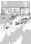  aircraft airplane comic confetti fairy_(kantai_collection) greyscale kantai_collection kobamiso_(kobalt) monochrome trigun_maximum 