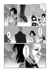  3girls 71 comic greyscale hououmaru_rei inumuta_houka jakuzure_nonon kill_la_kill kiryuuin_satsuki monochrome multiple_boys multiple_girls nudist_beach_uniform soroi_mitsuzou translation_request 