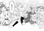  comic fairy_(kantai_collection) goggles goggles_on_headwear greyscale kantai_collection kobamiso_(kobalt) long_hair monochrome multiple_girls reppuu_(kantai_collection) ryuujou_(kantai_collection) saiun_(kantai_collection) school_uniform serafuku short_hair skirt suisei_(kantai_collection) tenzan_(kantai_collection) translated trigun_maximum twintails type_0_fighter_model_62 type_2_reconnaissance_aircraft type_96_fighter type_97_torpedo_bomber visor_cap 