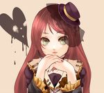  1boy bad_id bad_pixiv_id detached_sleeves gothic_lolita green_eyes hat headset lolita_fashion long_hair male_focus nail_polish namine_ritsu otoko_no_ko red_hair red_nails solo top_hat upper_body utau veil yama_(sumikarasu) 