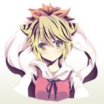  :o animal_ears bad_id bad_pixiv_id black_hair blonde_hair blush face hair_ornament kemonomimi_mode multicolored_hair nakayama_miyuki shawl short_hair simple_background solo tiger_ears toramaru_shou touhou two-tone_hair upper_body yellow_eyes 