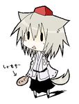  1girl :&lt; animal_ears bad_id bad_pixiv_id chibi hat inubashiri_momiji lowres oekaki shiroshi_(denpa_eshidan) solo tail tokin_hat touhou wolf_ears |_| 