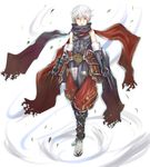  abs gakuen_densetsu kotaru male_focus red_eyes sai_(weapon) scarf solo teddy_(khanshin) weapon white_hair 