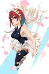  armpits bad_id bad_pixiv_id bandages bare_shoulders blush breasts cecily_cambell covered_nipples hairband jewelry leotard looking_up medium_breasts necklace open_mouth petals red_eyes red_hair sakebuotoko seiken_no_blacksmith short_hair solo thighhighs 