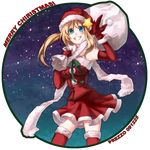  christmas elbow_gloves gloves hat kaida_michi original red_gloves sack santa_costume santa_hat scarf skirt solo thighhighs zettai_ryouiki 