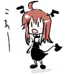  ahoge bat_wings chibi demon_tail dress head_wings koa_(phrase) koakuma lowres open_mouth red_hair shiroshi_(denpa_eshidan) sketch solo tail touhou wings |_| 