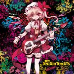  album_cover blonde_hair cover flandre_scarlet french guitar hat instrument iosys ponytail red_eyes short_hair side_ponytail solo thighhighs touhou uruu_gekka wings 