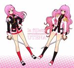  aiguillette bad_id bad_pixiv_id bike_shorts copyright_name curly_hair dual_persona epaulettes flower hand_on_hip jewelry katou_sami long_hair pink_eyes pink_hair ring rose shorts shoujo_kakumei_utena shoujo_kakumei_utena_adolescence_mokushiroku smile sword tenjou_utena very_long_hair weapon 