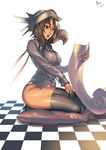  bird brown_eyes brown_hair copyright_request curvy eagle helmet kneeling no_pants open_mouth panties solo teddy_(khanshin) thighhighs underwear 