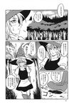  comic forest gloves greyscale hair_ribbon hat highres kirisame_marisa monochrome nature ribbon ryuuichi_(f_dragon) scan solo touhou translated witch_hat 