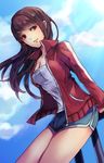  asahina_aoi brown_eyes brown_hair danganronpa danganronpa_1 hair_down hair_ornament hairclip jacket long_hair open_clothes open_jacket solo z-epto_(chat-noir86) 