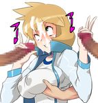  ahegao asb2 breast_grab breasts censored clenched_teeth covered_nipples cum cum_on_hair double_handjob double_v facial grabbing handjob jacket kasumi_(pokemon) large_breasts mosaic_censoring multiple_penises open_clothes open_jacket penis pokemon rolling_eyes solo_focus teeth v 