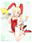  ;d animal_ears bad_id bad_pixiv_id bare_legs bow bowtie bunny_ears bunny_tail bunnysuit character_request cup detached_collar drinking_glass gloves goblet long_hair one_eye_closed open_mouth phantasy_star phantasy_star_online_2 smile tail tray wine_glass yazaki_shion 