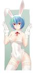  animal_ears ayanami_rei blue_hair bunny_ears bunny_tail bunnysuit detached_collar gloves highres neon_genesis_evangelion red_eyes ribbon sein_(tgf19911119) short_hair solo tail thighhighs wrist_cuffs 