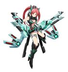  animal_ears armor armored_boots belt boots breasts cat_ears cleavage cosmic_break full_body large_breasts mecha_musume mialy morizo_cs official_art panties railgun red_eyes red_hair solo transparent_background twintails underwear weapon 