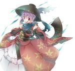  :d bowl bowl_hat breastplate dress fingernails floral_print gauntlets gesture hands_up hat japanese_clothes kimono leaf_print looking_at_viewer muneate open_mouth pink_eyes purple_hair round_teeth scarf simple_background smile solo standing sukuna_shinmyoumaru teeth torn_clothes toropp touhou white_background white_dress 