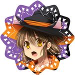  animal_ears arle_nadja bad_id bad_pixiv_id blush brown_eyes brown_hair cat_ears hat looking_at_viewer madou_monogatari open_mouth oyuki_(otozuki_mozuku) puyopuyo short_hair solo witch_hat 