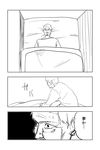  absurdres admiral_(kantai_collection) c-button comic facial_hair greyscale highres kantai_collection monochrome mustache old_man on_bed stubble sweat translated 