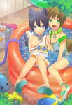  animal_ears bad_id bad_pixiv_id ball bandaid bandaid_on_knee beachball bell bell_collar black_hair blue_eyes blurry blush brown_hair bucket cat_ears cat_tail catboy collar depth_of_field dog_ears dog_tail dogboy flip-flops free! full_body green_eyes hose male_focus memeo_(candy_house) multiple_boys nanase_haruka_(free!) open_mouth otter print_bandaid rubber_duck sandals smile tachibana_makoto tail toy_boat wading_pool younger 