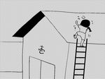  bad_id bad_pixiv_id braid climbing comic greyscale higa_izuru_(idsuru) kantai_collection kitakami_(kantai_collection) ladder monochrome pajamas rooftop single_braid translated warehouse 