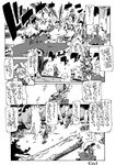  animal_ears bunny_ears cigarette comic greyscale hat hirano_masanori monochrome multiple_girls punching reisen_udongein_inaba smoking touhou translation_request tree umbrella yakumo_yukari 