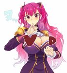  breasts charlotte_shalzen cleavage epaulettes large_breasts long_hair piaisai pink_hair purple_eyes solo uniform valkyrie_drive valkyrie_drive_-mermaid- 