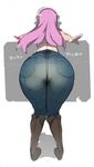  ass ass_focus back boots brown_footwear close-up denim facing_away from_behind headphones highres jeans knee_boots long_hair namaniku_atk nitroplus pants pantylines pink_hair solo super_sonico thighs translated 