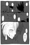  blood bloody_clothes bloody_knife comic crying crying_with_eyes_open greyscale highres knife monochrome murder ohagi1010 original shinitagari_shoujo_to_shokujinki-san shokujinki-san tears translated 