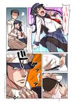  1girl admiral_(kantai_collection) akatsuki_(kantai_collection) black_legwear blush comic hat highres jewelry jojo_no_kimyou_na_bouken kantai_collection long_hair military military_uniform naval_uniform panties panties_under_pantyhose pantyhose parody ring school_uniform serafuku style_parody translated underwear uniform wedding_band yuuji 