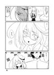  1girl admiral_(kantai_collection) blush comic glasses greyscale hat highres i-8_(kantai_collection) kantai_collection low_twintails military military_uniform monochrome naval_uniform partially_translated peaked_cap sailor_hat school_uniform sw swimsuit translated translation_request twintails uniform 