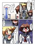  1girl :d ;) admiral_(kantai_collection) blonde_hair brown_eyes brown_hair closed_eyes comic grin ikazuchi_(kantai_collection) kantai_collection military military_uniform naval_uniform o_o one_eye_closed open_mouth school_uniform serafuku smile teardrop translated uniform yokai 