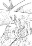  :o cardigan comic eyepatch glaive greyscale headgear kantai_collection katana machinery mechanical_halo monochrome multiple_girls necktie pleated_skirt polearm shimazaki_mujirushi short_hair skirt splashing sword tatsuta_(kantai_collection) tenryuu_(kantai_collection) thighhighs translated v-shaped_eyebrows weapon 