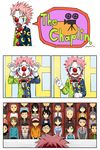  clown clown_nose comic microphone_stand multiple_boys multiple_girls original pageratta silent_comic 