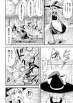  1girl comic doujinshi greyscale highres kirisame_marisa monochrome morichika_rinnosuke tomokichi touhou translated 