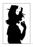  battery comic doujinshi eating greyscale hat kinosaki monochrome short_hair silhouette solo touhou translation_request usami_renko 