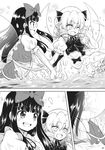  :d comic doujinshi drill_hair greyscale highres hirasaka_makoto long_hair luna_child monochrome multiple_girls open_mouth playing short_hair smile star_sapphire touhou wading water wet wet_clothes 