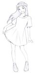  dress long_hair monochrome original sketch solo traditional_media yoshitomi_akihito 