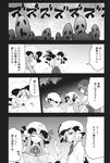 bow bowtie chinese_clothes comic crescent greyscale hakui_ami hat highres hong_meiling long_hair monochrome multiple_girls patchouli_knowledge remilia_scarlet short_hair short_sleeves smile touhou translated 