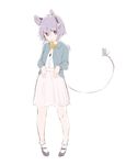  akagashi_hagane alternate_costume animal_ears casual contemporary jacket looking_at_viewer mouse mouse_ears mouse_tail nazrin open_clothes open_jacket pink_eyes shirt simple_background skirt solo tail touhou white_background 