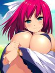  aqua_eyes bikini_top bracelet breasts cleavage jewelry kinoshita_ichi large_breasts long_hair looking_at_viewer original pink_hair shiny shiny_skin smile solo swimsuit underboob 