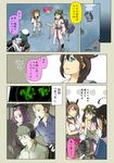  6+girls black_hair blue_eyes breasts brown_hair comic glasses green_hair haruna_(kantai_collection) hat headset i-168_(kantai_collection) japanese_clothes kantai_collection kiso_(kantai_collection) medium_breasts multiple_boys multiple_girls mutsu_(kantai_collection) no_pupils purple_eyes purple_hair shigure_(kantai_collection) skirt suetake_(kinrui) tatsuta_(kantai_collection) translated yonehara_sousuke yukikaze_(kantai_collection) 