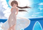  alternate_hairstyle black_hair blue_eyes clenched_hand day dress h.i.t_(59-18-45) long_hair nagi_no_asukara see-through_silhouette shiodome_miuna sundress thigh_gap twintails underwater 