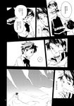  :o ? belt blush bow bowtie buckle cape close-up collared_shirt comic dutch_angle elbert_(fire_emblem) eliwood_(fire_emblem) face fire_emblem flying_sweatdrops from_behind greyscale guttary monochrome multiple_boys parted_lips roy_(fire_emblem) shirt smirk speech_bubble spoken_question_mark standing talking translated upper_body walking 