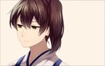  ashiwara_yuu brown_eyes brown_hair kaga_(kantai_collection) kantai_collection short_hair side_ponytail solo 