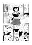  akagi_(kantai_collection) blush comic greyscale japanese_clothes kaga_(kantai_collection) kantai_collection long_hair monochrome multiple_girls muneate shakeko_(shake5) short_hair side_ponytail translated 