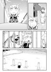  :3 animal_ears bell bell_collar cat_ears chibi collar comic dog eyebrows fleeing greyscale kemonomimi_mode kuraishi_tanpopo monochrome multiple_girls scared silent_comic takimiya_komachi thick_eyebrows tsukudani_(coke-buta) waving witch_craft_works 