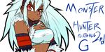  blue_hair breasts cleavage dark_skin haiiro_gundan kirin_(armor) large_breasts monster_hunter red_eyes solo 